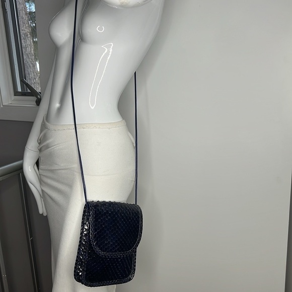 Carlos Falchi Dark Purple Eggplant Python Crossbody Bag - Picture 7 of 11